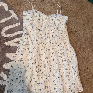 Trixxi White Dress with Blue Floral Print